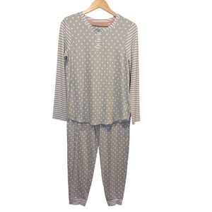 Cuddl Duds Long Sleeve Jogger Polka Dot and Striped Pajama Set Size Small NWT